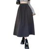 image:imagechouyatou Womens Winter Wool Blend Elastic High Waist A Line Polka Dot Tiered Long Midi Skirt with PocketsDark Grey