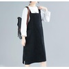 image:imagechouyatou Womens Summer Striped Printed Cotton Dress Loose Flowy A line V Neck Beach Boho Maxi Long DressBlack