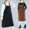 image:imagechouyatou Womens Summer Striped Printed Cotton Dress Loose Flowy A line V Neck Beach Boho Maxi Long DressBrown