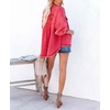 image:imagechouyatou Womens Boyfriend Ripped Holes Frayed Raw Hem Distressed Denim JacketRed