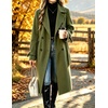 image:imagechouyatou Womens Double Breasted Dressy Wool Coat Belted Trench Pea CoatArmy Green