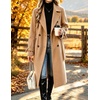 image:imagechouyatou Womens Double Breasted Dressy Wool Coat Belted Trench Pea CoatKhaki