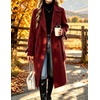 image:imagechouyatou Womens Double Breasted Dressy Wool Coat Belted Trench Pea CoatWine Red