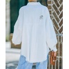 image:imagechouyatou Womens Frayed Ripped Holes Long Sleeve Button Down Oversized Denim Trucker JacketWhite