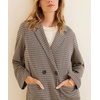 image:imagechouyatou Womens Double Breasted Plaid Mid Long Dressy Blazer Wool PeacoatApricot