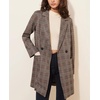 image:imagechouyatou Womens Double Breasted Plaid Mid Long Dressy Blazer Wool PeacoatBrown