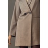 image:imagechouyatou Womens Double Breasted Plaid Mid Long Dressy Blazer Wool PeacoatKhaki