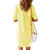 image:imagechouyatou Womens Lightweight Short Sleeve Grid Plaid Print Button Up Shirt DressYellow