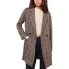 image:imagechouyatou Womens Double Breasted Plaid Mid Long Dressy Blazer Wool PeacoatBrown