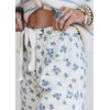 image:imagechouyatou Women Cute Floral Barrel Jeans Cropped Denim Pant with DrawstringBlue