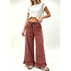 image:imagechouyatou Women High Waisted Tiered Ruffle Denim Pant Wide Leg Baggy JeansRed
