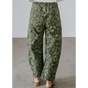 image:imagechouyatou Womens Boho Y2K Floral Barrel Jeans Mid Rise Denim Ankle PantGreen