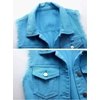 image:imagechouyatou Womens Cute Frayed Cuff Sleeveless Candy Color Denim Jean Vest JacketBlue