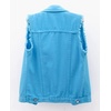 image:imagechouyatou Womens Cute Frayed Cuff Sleeveless Candy Color Denim Jean Vest JacketBlue