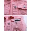 image:imagechouyatou Womens Cute Frayed Cuff Sleeveless Candy Color Denim Jean Vest JacketPink
