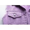 image:imagechouyatou Womens Cute Frayed Cuff Sleeveless Candy Color Denim Jean Vest JacketPurple