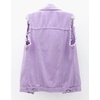 image:imagechouyatou Womens Cute Frayed Cuff Sleeveless Candy Color Denim Jean Vest JacketPurple