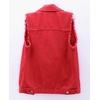 image:imagechouyatou Womens Cute Frayed Cuff Sleeveless Candy Color Denim Jean Vest JacketRed