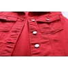 image:imagechouyatou Womens Cute Frayed Cuff Sleeveless Candy Color Denim Jean Vest JacketRed