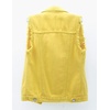 image:imagechouyatou Womens Cute Frayed Cuff Sleeveless Candy Color Denim Jean Vest JacketYellow