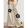 image:imagechouyatou Womens Distressed Polka Dot Jeans Patchwork Wide Leg Denim PantsBeige Black