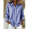 image:imagechouyatou Womens Plaid Button Down Shirt Long Sleeve Gingham Blouse TopsNavy Blue