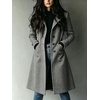 image:imagechouyatou Womens Single Breasted Herringbone Wool Long Trench Pea CoatGray