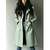 image:imagechouyatou Womens Single Breasted Herringbone Wool Long Trench Pea CoatGreen