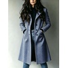 image:imagechouyatou Womens Single Breasted Herringbone Wool Long Trench Pea CoatNavy