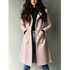 image:imagechouyatou Womens Single Breasted Herringbone Wool Long Trench Pea CoatPink