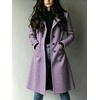 image:imagechouyatou Womens Single Breasted Herringbone Wool Long Trench Pea CoatPurple