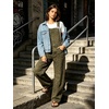 image:imagechouyatou Womens Suspender Strap Denim Bib Overalls Street Baggy JumpsuitLeopard Green