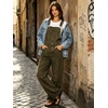 image:imagechouyatou Womens Suspender Strap Denim Bib Overalls Street Baggy JumpsuitLeopard Green