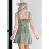 image:imagechouyatou Womens Vintage Adjustable Strap Mini Denim Dress Sleeveless Party Bodycon Overall Dress Jean SundressOlive Green