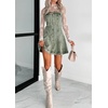 image:imagechouyatou Womens Vintage Adjustable Strap Mini Denim Dress Sleeveless Party Bodycon Overall Dress Jean SundressOlive Green