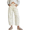 image:imagechouyatou Women Cute Floral Barrel Jeans Cropped Denim Pant with DrawstringYellow