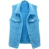 image:imagechouyatou Womens Cute Frayed Cuff Sleeveless Candy Color Denim Jean Vest JacketBlue