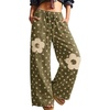 image:imagechouyatou Womens Distressed Polka Dot Jeans Patchwork Wide Leg Denim PantsArmy Green