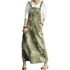 image:imagechouyatou Womens Floral Bib Denim Overall Dress ALine Jumper Jean DressGreen