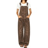 image:imagechouyatou Womens Suspender Strap Denim Bib Overalls Street Baggy JumpsuitLeopard Brown
