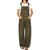 image:imagechouyatou Womens Suspender Strap Denim Bib Overalls Street Baggy JumpsuitLeopard Green