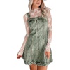 image:imagechouyatou Womens Vintage Adjustable Strap Mini Denim Dress Sleeveless Party Bodycon Overall Dress Jean SundressOlive Green