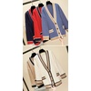 image:imagechouyatou Womens Color Block Striped Cardigans Button Down Knit Sweater Cardigan Outerwear Coat with PocketsBeige White