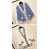 image:imagechouyatou Womens Color Block Striped Cardigans Button Down Knit Sweater Cardigan Outerwear Coat with PocketsBlue
