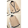 image:imagechouyatou Womens Color Block Striped Cardigans Button Down Knit Sweater Cardigan Outerwear Coat with PocketsKhaki