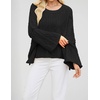 image:imagechouyatou Womens Fall Cropped Oversized Crewneck Casual Cable Knit Sweater TopsBlack