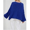 image:imagechouyatou Womens Fall Cropped Oversized Crewneck Casual Cable Knit Sweater TopsBlue