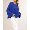image:imagechouyatou Womens Fall Cropped Oversized Crewneck Casual Cable Knit Sweater TopsBlue