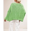 image:imagechouyatou Womens Fall Cropped Oversized Crewneck Casual Cable Knit Sweater TopsGreen
