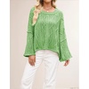 image:imagechouyatou Womens Fall Cropped Oversized Crewneck Casual Cable Knit Sweater TopsGreen